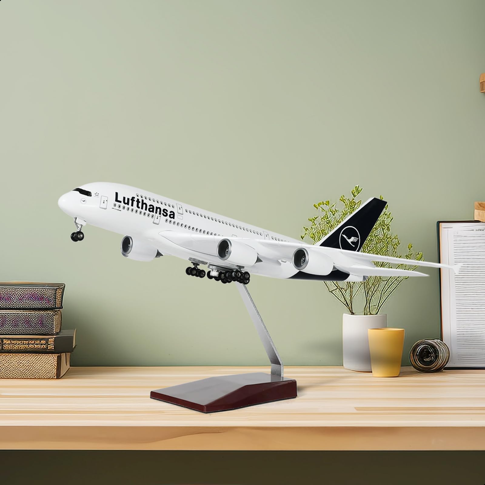 1/200 Lufthansa Airbus A380 Passenger Jet Model, Resin Collector's Tabletop Display by QIYUMOKE
