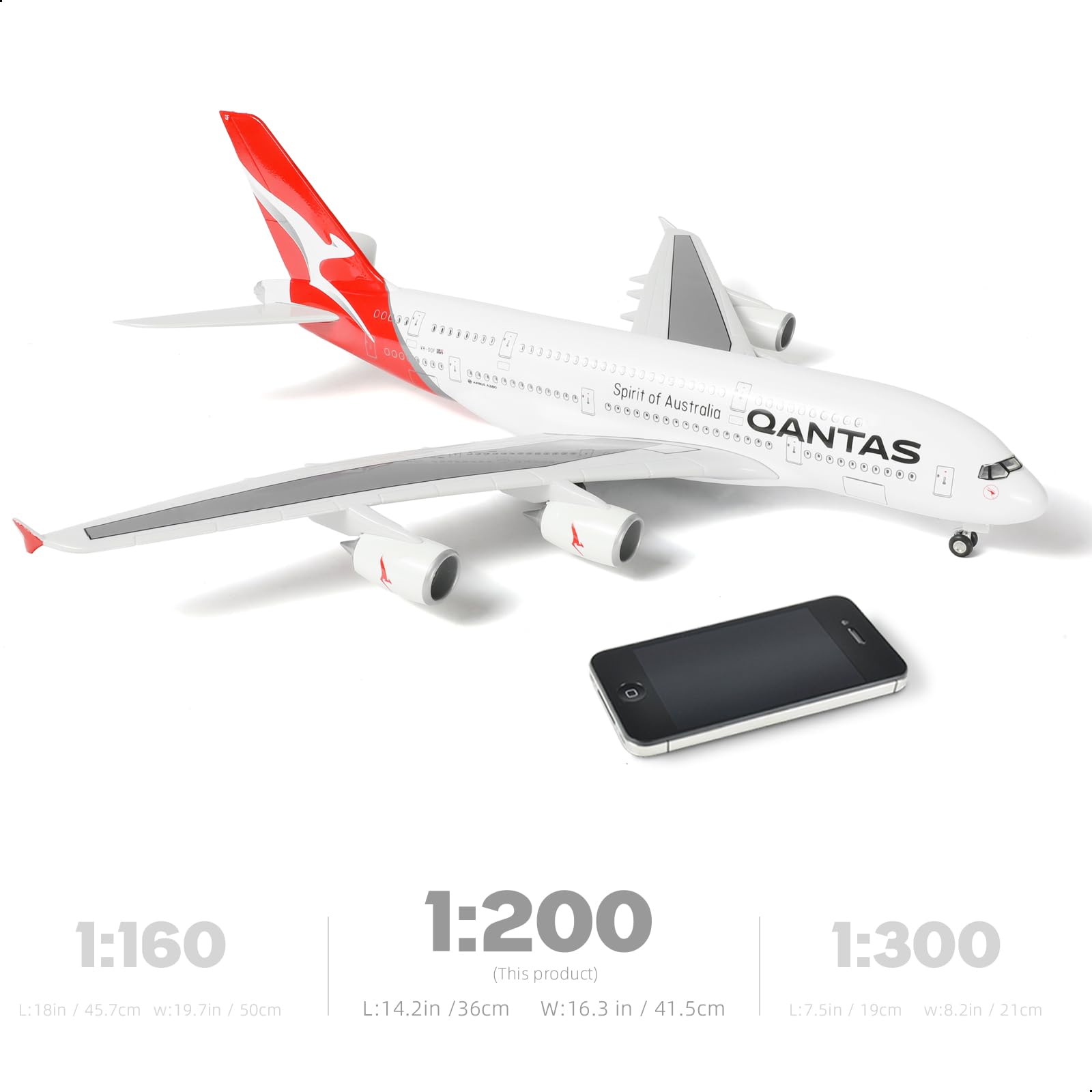 1/200 Qantas Airbus A380 Passenger Airliner Model, Resin Collector's Tabletop Display by QIYUMOKE