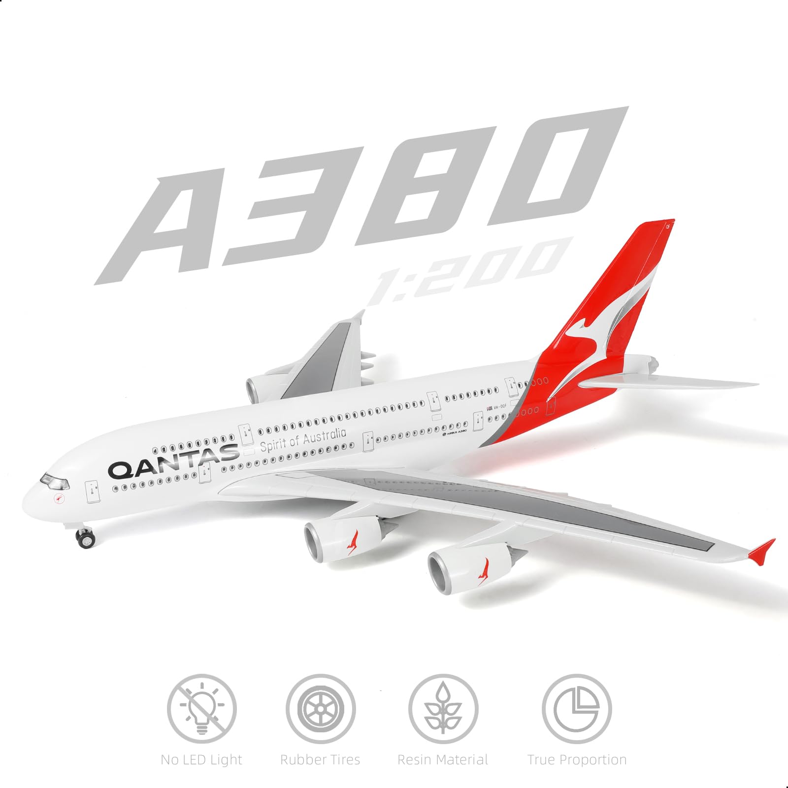 1/200 Qantas Airbus A380 Passenger Airliner Model, Resin Collector's Tabletop Display by QIYUMOKE