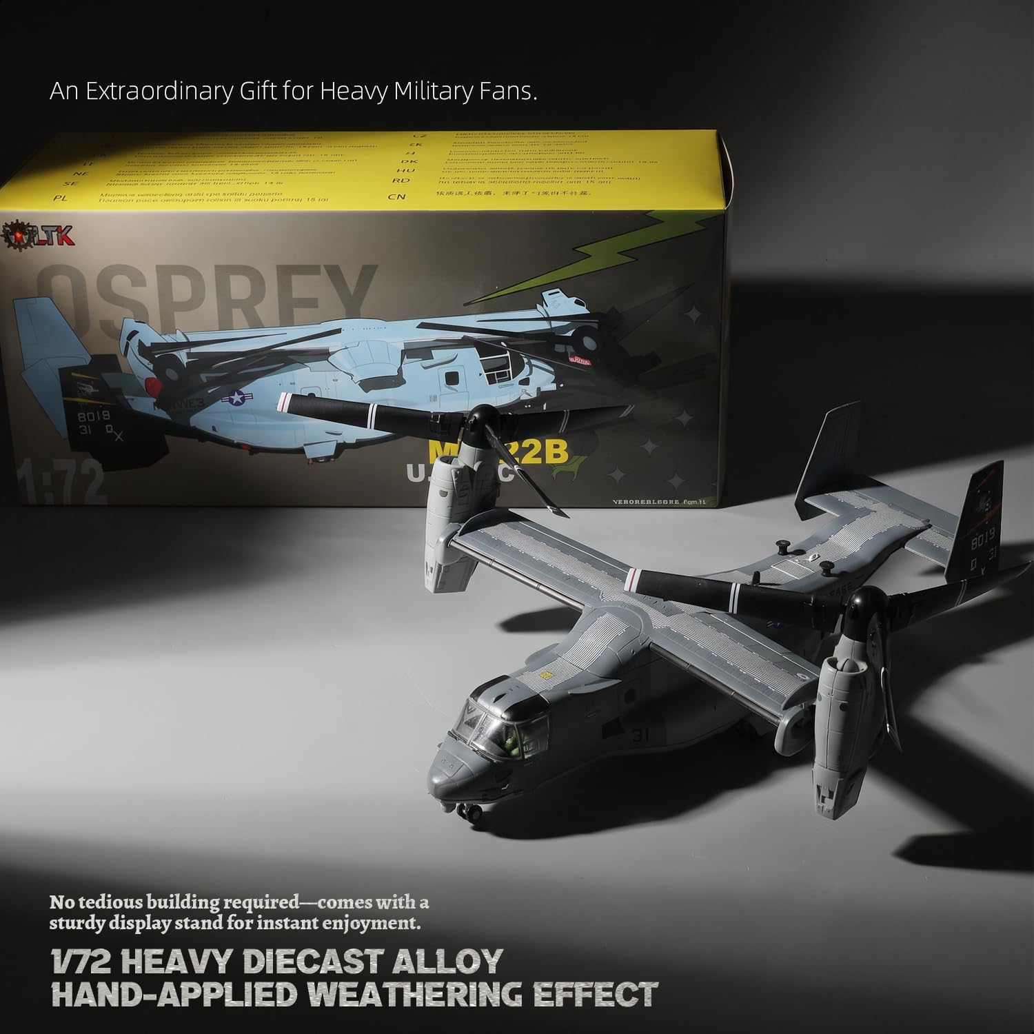 NUOTIE 1/72 USMC MV-22B Osprey Model VMMT-204 Raptors Diecast Plane St