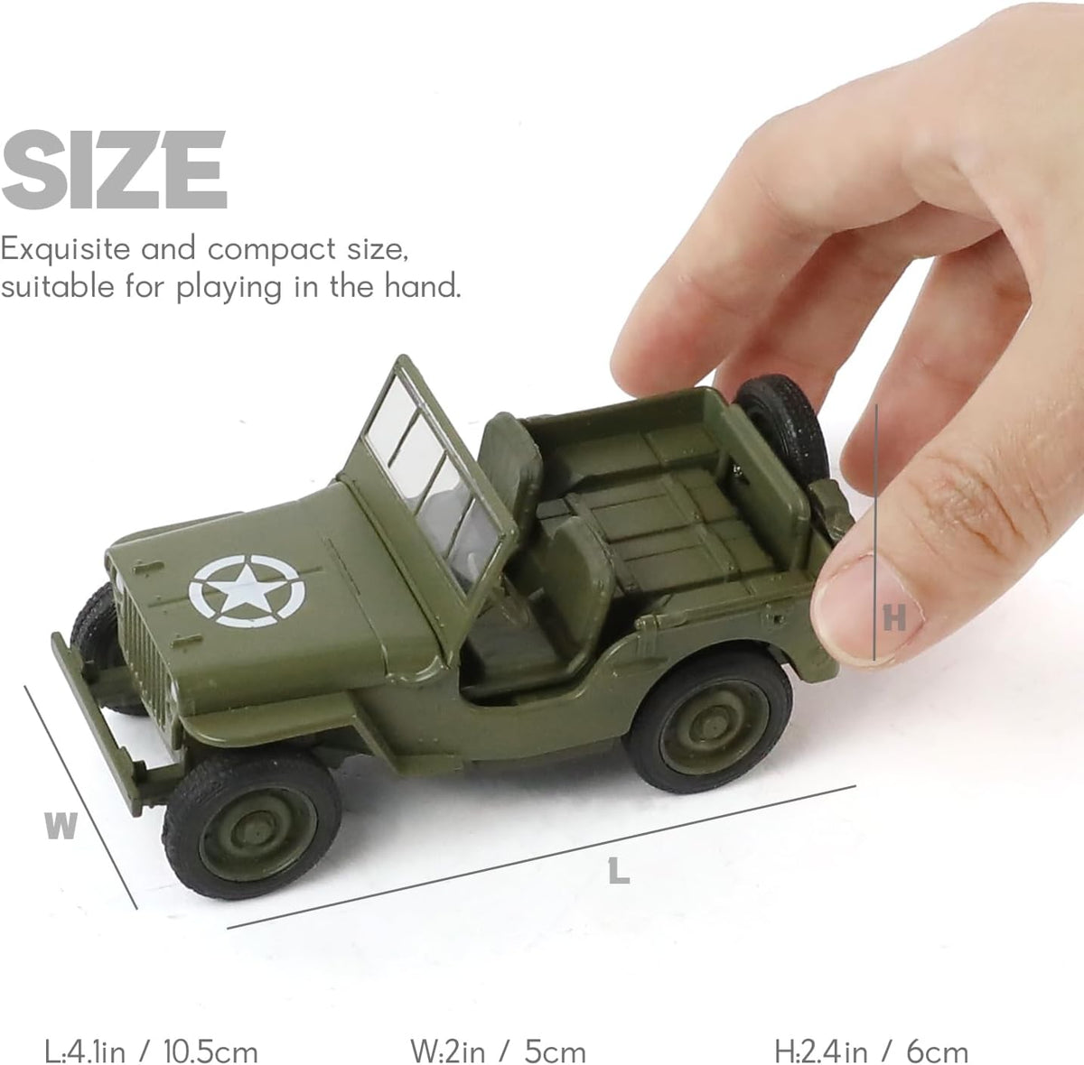 1/36 Willys MB Jeep U.S. Army Truck, Solid Diecast Metal Military Model