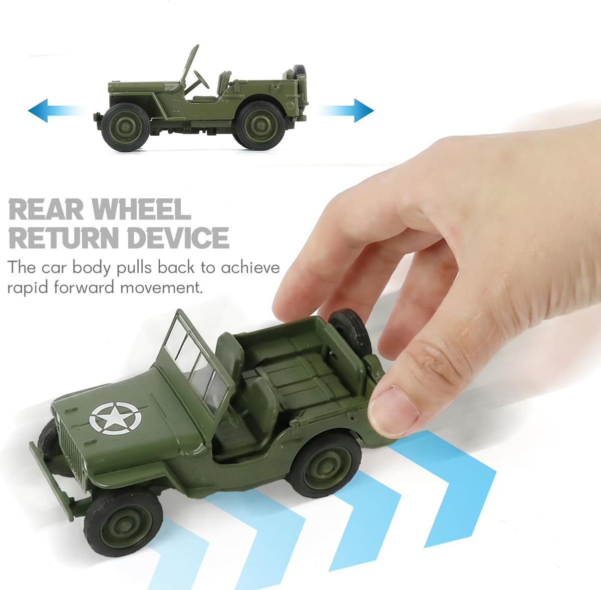 1/36 Willys MB Jeep U.S. Army Truck, Solid Diecast Metal Military Model