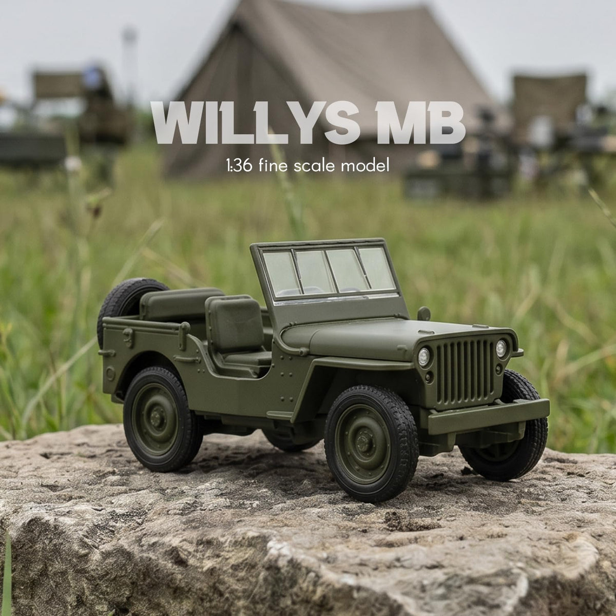 1/36 Willys MB Jeep U.S. Army Truck, Solid Diecast Metal Military Model