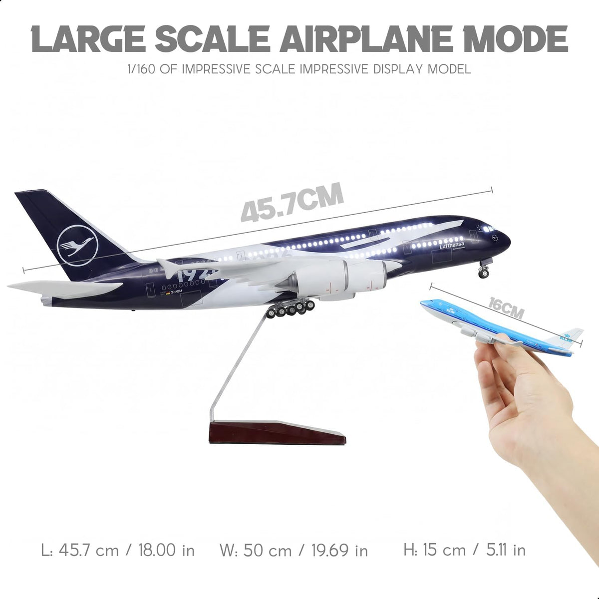 1/160 Lufthansa Airbus A380 Model Plane Resin Airplane Model kit for QIYUMOKE