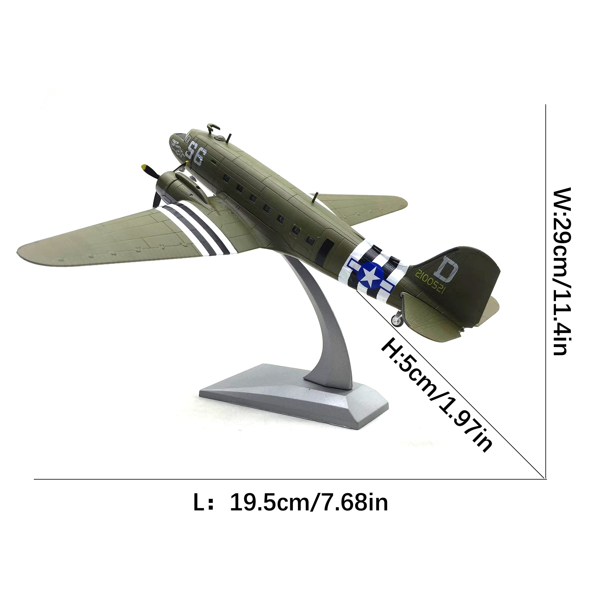 1/100 Douglas C-47 Skytrain Diecast Metal Model - WWII US Military Transport "Night Fright"